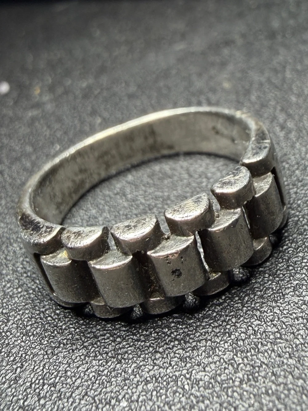 Chunky Industrial-Inspired Sterling Silver Ring size 9